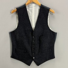 Polo Ralph Lauren M's 40 R Wool Tweed Country Vest Waistcoat Charcoal Gray Italy
