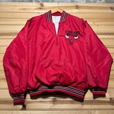 Bomber vintage anni 90 Chicago Bulls NBA ricamato mezza zip raso - grande