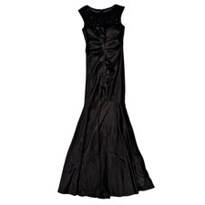XSCAPE Black Beaded Illusion Evening Gown Women's 6 Formal Wedding Event Ball