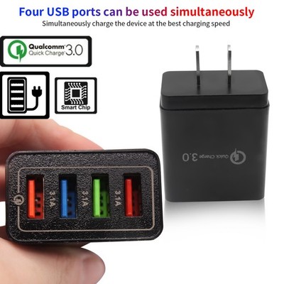 4Port USB Wall Charger with Quick Charge QC 3.0 Powerful Adapter for Home Use