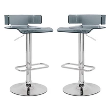 Home Square 2-Piece Furniture Swivel Adjustable Bar Stool Set in Gray
