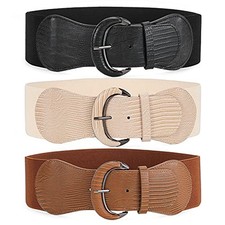 3 Pack 4 Pack Women Wide Elastic Fits Waist Size 31"-36" 1-black/Brown/Beige