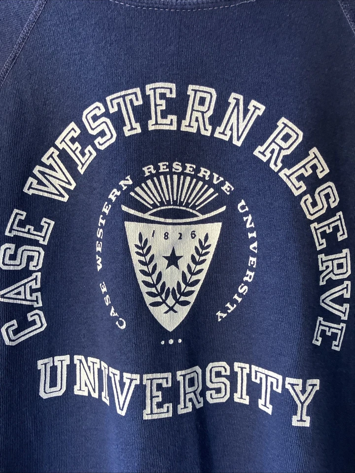 Sudadera Vintage Años 70 Estuche Western Reserve University Champion Azul Med 20.5x25 Foto 2 de 4