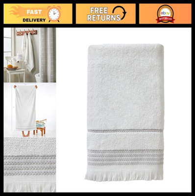 Casual Fringe Bath Towel Set 2-Pack, Soft Absorbent White Towels for Home Use