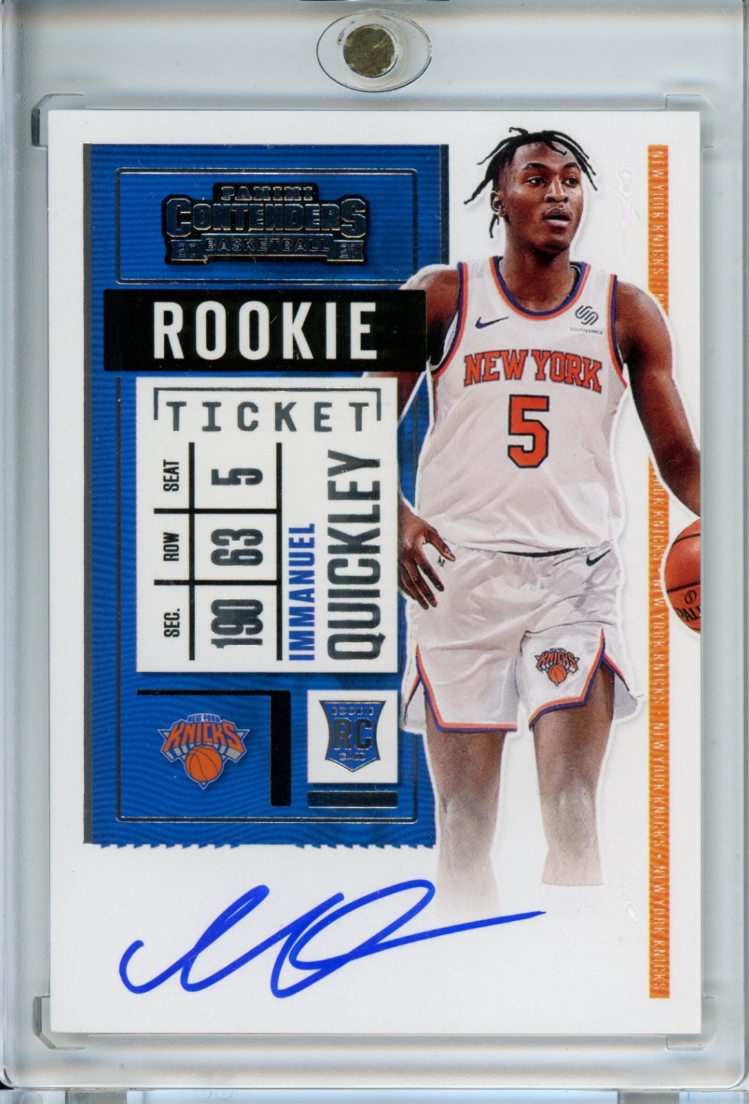2020-21 Contenders Immanuel Quickley Rookie Ticket Autograph Auto RC #114 Knicks