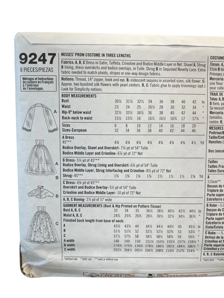 Simplicity 9247 Misses' Prom Dress Size 6-12 Retro Costume Collection UNCUT FF - Image 2 of 2