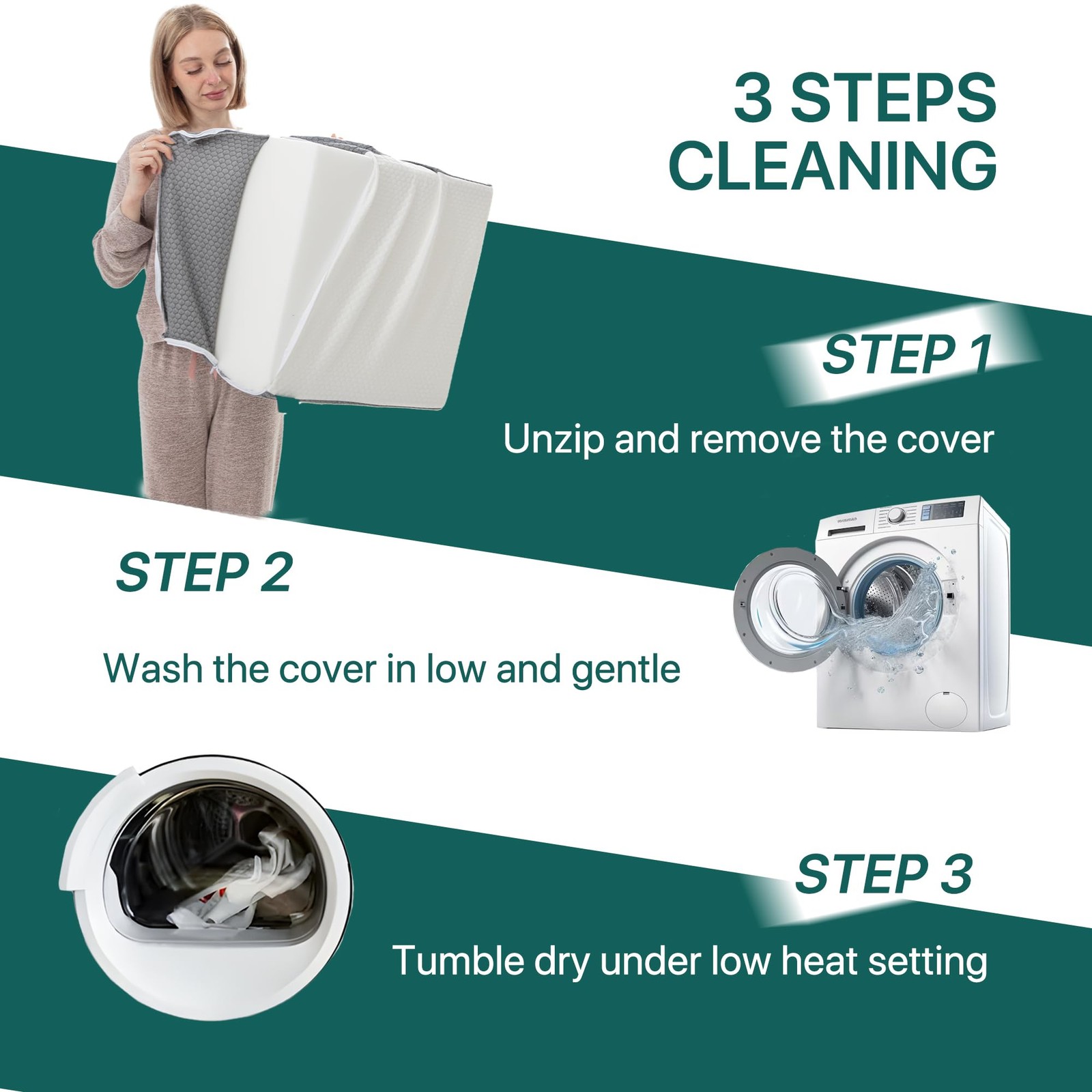 Wedge Pillow with Extra Bolster, Bed Wedge Pillow for Sleep Apnea, Acid Reflu...