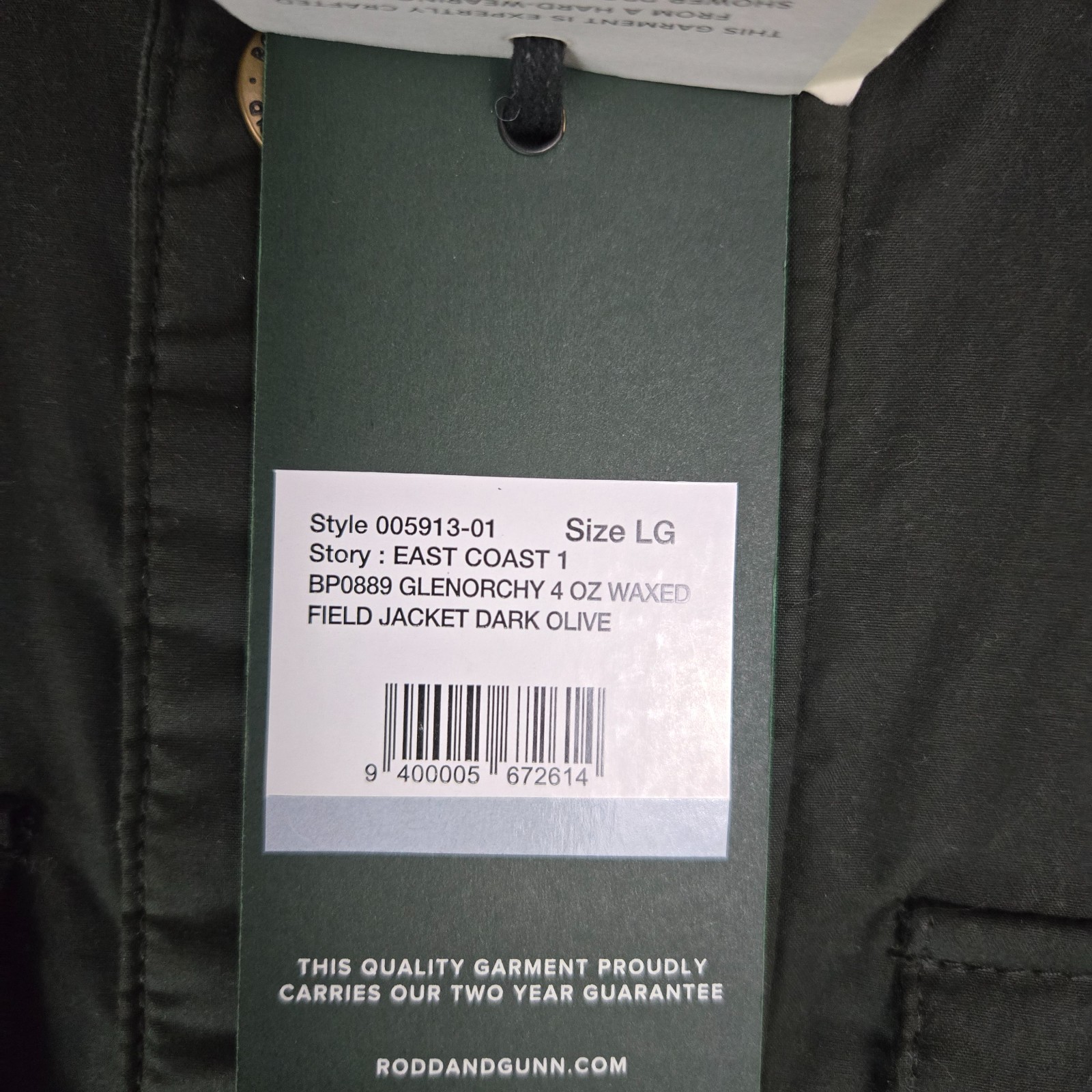 RODD GUNN Mens Large Millerain Hard Waxed Field Jacket Dark Olive Green Oilskin image 7