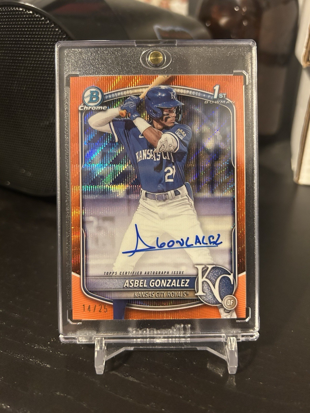 /25 * Asbel GONZALEZ 2025 Bowman CHROME Orange 1st AUTOGRAPH Kansas City ROYALS
