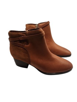 Lauren Ralph Lauren LRL Mixed Leather Block Heel Zip Up Ankle Boots Women's 6B