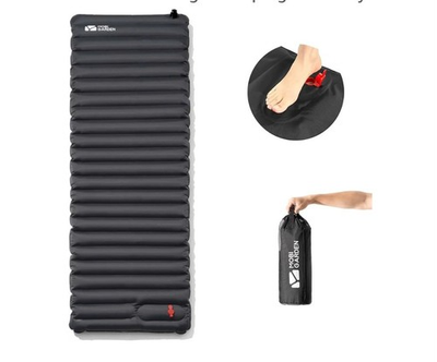#ad MOBI GARDEN Camping Pad Inflatable Sleeping Mat with Built in Foot Pump Gray $45.00