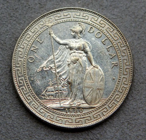 1930 Great Britain Silver Trade Dollar, AU/Unc. Details! High Collectible!