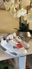 Jordan Air Jordan 4 Retro Bianco Oreo Rosso Grigio Pelle Mid Top CT8527-100 Uomo