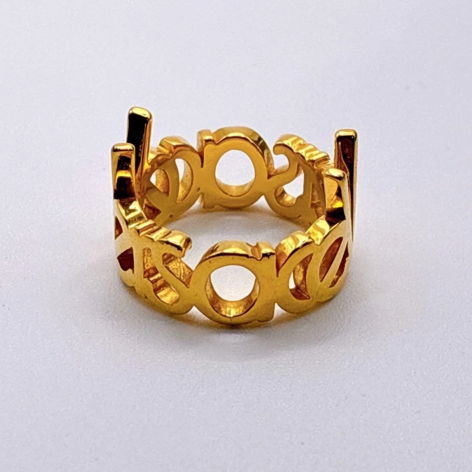 Anillo Gianni Versace Talla 5 Logo Grabado Diseño Vintage Tono Dorado De Japón Foto 2 de 4