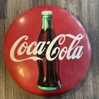Vintage 1990 ~ Coca-Cola ~ 12" Round Metal ~ Iconic ~Tacker-Type Domed Coke Sign