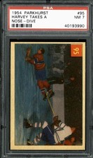 1954 Parkhurst #95 Harvey Takes a Nose-Dive - PSA 7