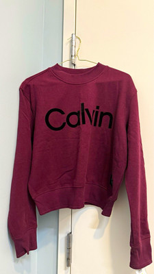 Calvin Klein Performance Women s Purple Logo Crewneck Pullover Sweatshirt M
