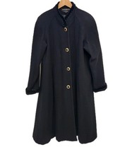 Donnybrook Vintage 100 Wool Coat Velour Trim In Black Size 4P, Small