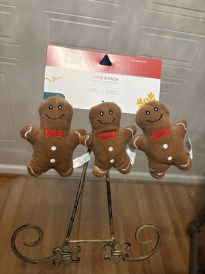 Squeaky Plush Dog Toy Christmas Holiday Mini Gingerbread Men Zippy Paws Set of 3