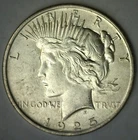 1925 AU Silver Peace Dollar $1 US Coin One Dollar Almost Uncirculated Bag Marks