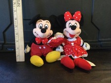 Disney Store VALENTINE MICKEY  MINNIE bean bag plush Vintage - Set of 2