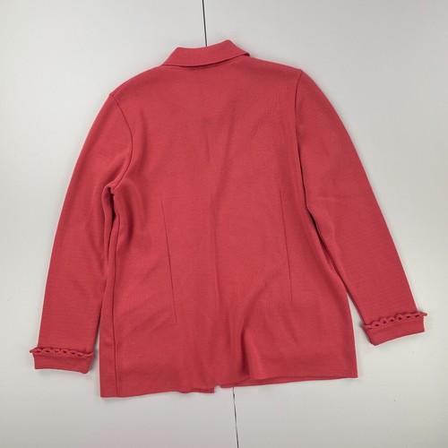DAXON Blazer 14 16 Pink Womens Merino Wool Blend Pockets Vintage Knit - Picture 9 of 12