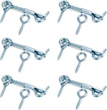 6PCS Stainless Steel Spring Hook and Eye Safety Latch 2-inch Wire Gate Hook a