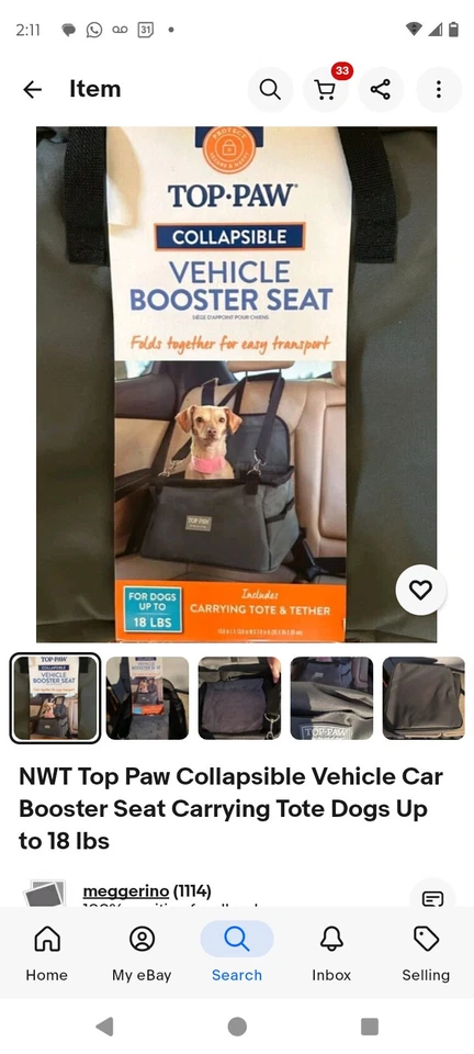 Top Paw 可折叠汽车汽车加高座椅携带托特包狗 18 磅以上 — 第 3/4 张图片