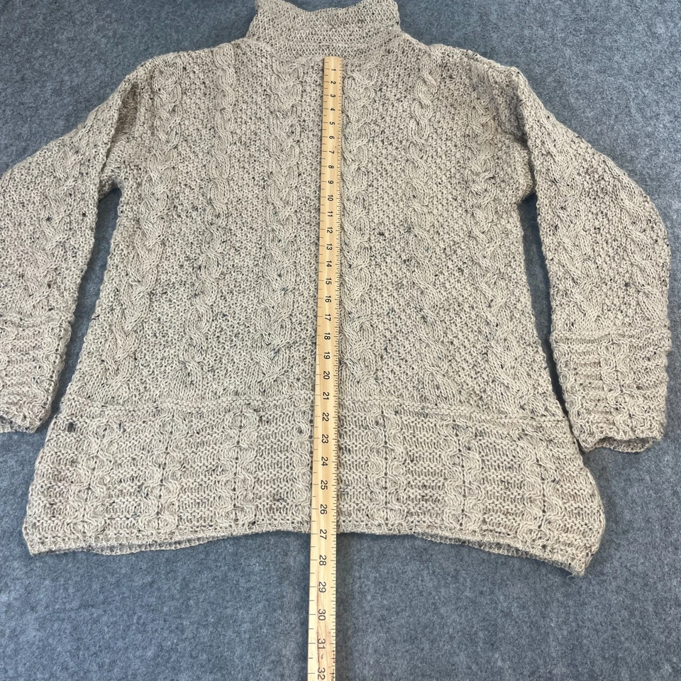 Cárdigan Highland Para Hombres Mediano Lana Beige Cable Grueso Tejido Botón Pescador Acogedor Foto 3 de 4