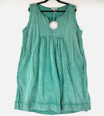 mineral green dress Dark Army Green Denim Thick Strap Midi Dress main image 0