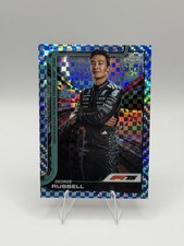 2025 Topps Chrome F1 George Russell #7 Blue Checker Flag Refractor /150 NM