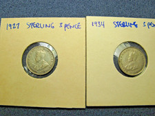 Australia '27 + '34 Sterling Silver 3 & 6 Pence '26 XF - BU Condition 3 Coin Lot