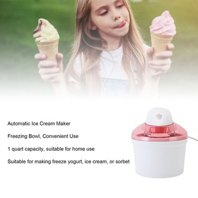 1200ml Auto Ice Cream Machine Freezing Yogurt Maker For Home Kitchen Pinkish SET