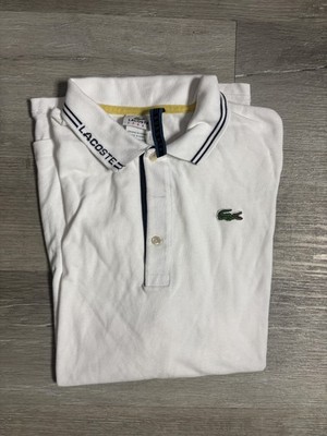 Lacoste Sport Polo Shirt Mens Large White Trim Collar Sleeve Logo Tennis Casual