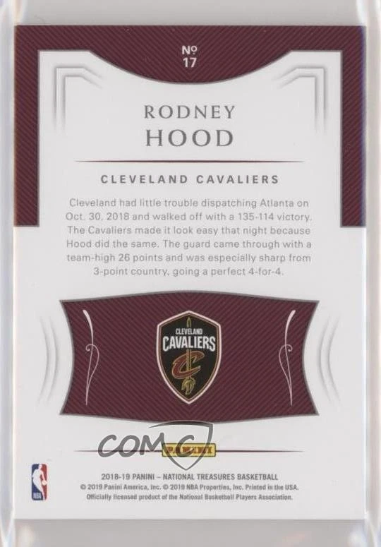 2018-19 Panini National Treasures Gold /10 Rodney Hood #17 - Image 2 of 2