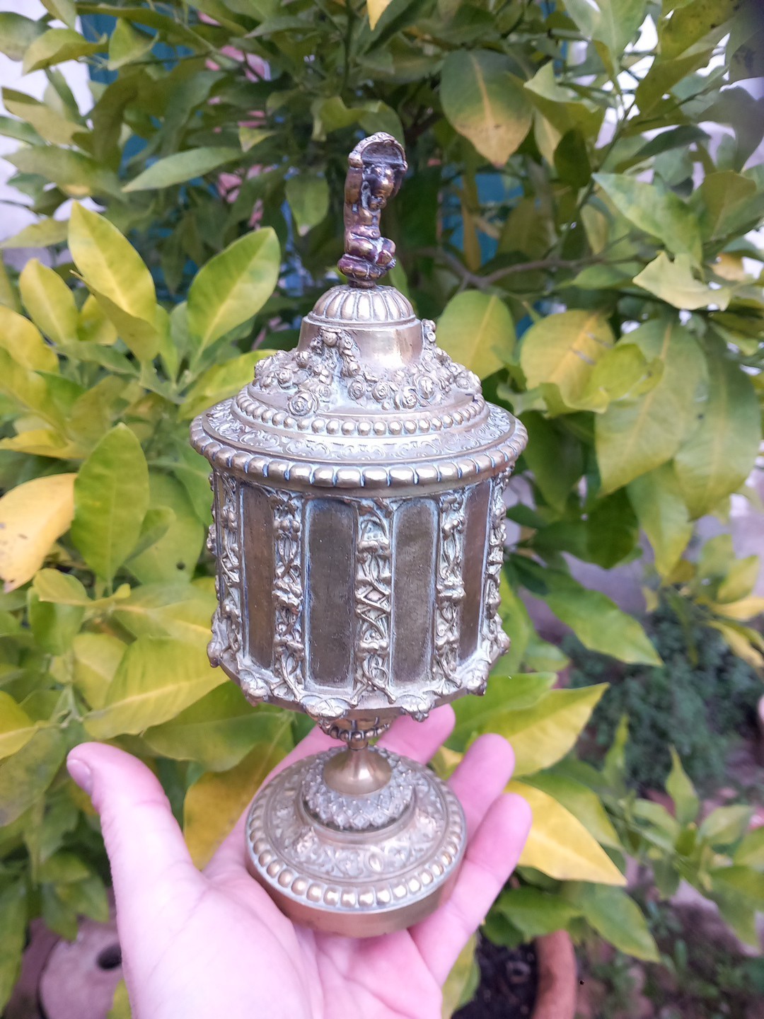Bronze Cup Angel Putti Neo Renaissance