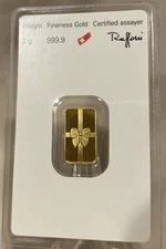 ‘Gift’ Themed Argor-Heraeus Gold Bar 2 Gm .9999 fineness
