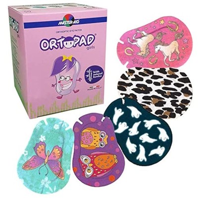 Ortopad  Bamboo Girls Eye Patches, 50/Box (Regular Size, 4+ Yrs) Ghosts/Owls