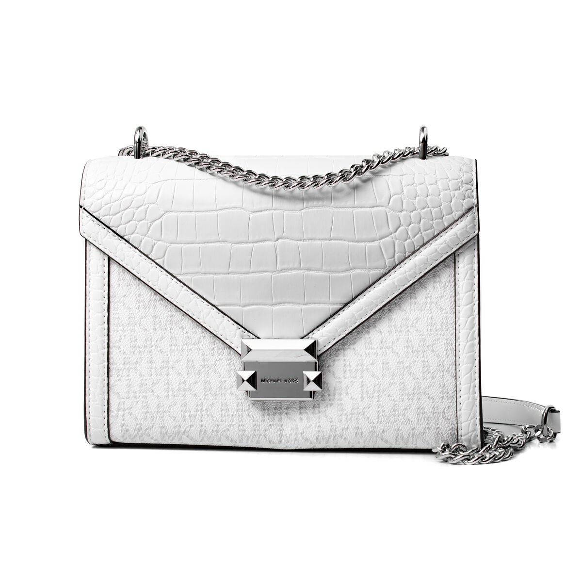 Borsa a Tracolla Michael Kors Whitney Bianco 24 x 18 x 8 cm