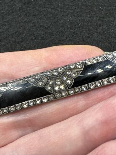 Art Deco Black Rhinestone Bar Pin - Picture 11 of 12