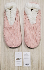 New Women's MIXIT Knitted Slippers Size L-XL English Rose Non-Skid Sole
