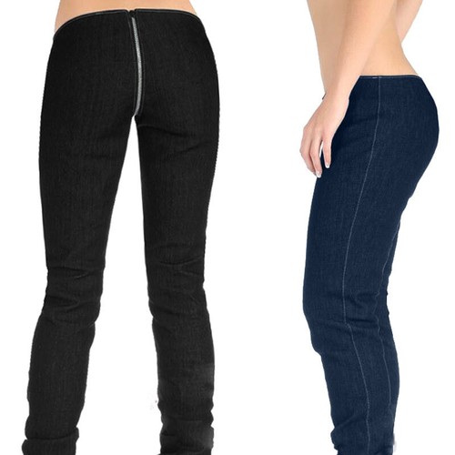 Women Denim Pants Trousers Elastic Slim Fitted Sexy Low Waist Zip Detachable - Picture 6 of 14