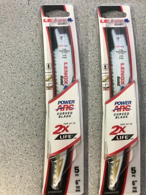 2x Lenox Gold 21064 610G  6'' 10 TPI   Reciprocating Saw Blades Wood & Metal 5 Pc
