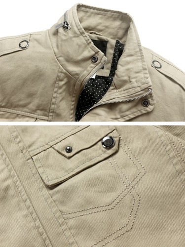 Chaqueta informal de algodón para hombre Wantdo chaqueta ligera de primavera chaqueta completa con cremallera - Imagen 30 de 46