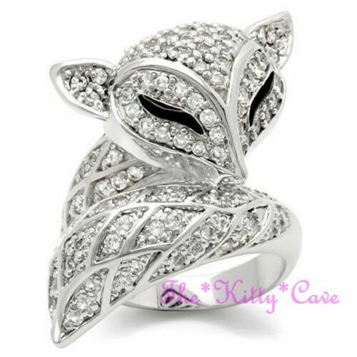 Espumoso, Ártico Gato, Fennec Zorro, Swarovski Cristal, Cóctel Envolver Anillo - Picture 15 of 21