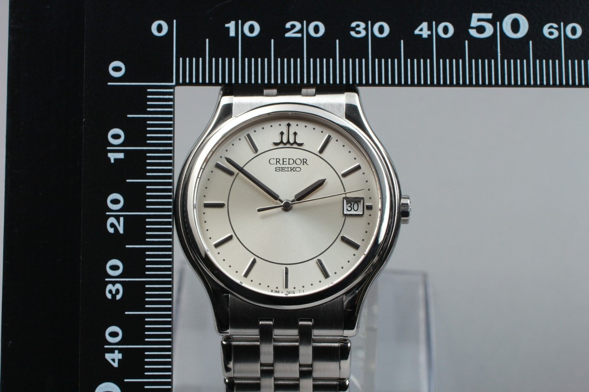 最高級 SEIKO CREDOR 8J86 DRESS watch TOP MINT* SEIKO CREDOR 8J86-7A00 Date Silver Dial Quartz