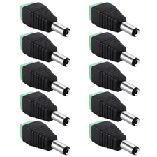 10 Pcs 2.1x5.5mm Male DC Power Plug Adapter Wire Cable Connector Terminal CCTV