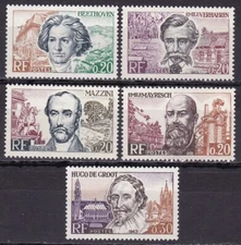 FRANCE #1059-1063 MNH FAMOUS EUROPEAN COMMON MARKET FIGURES