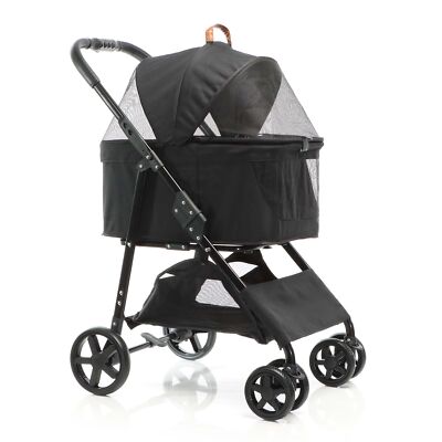 Fudajo Poussette pliable pour chien 2en1 Buggy noir Petits animaux
