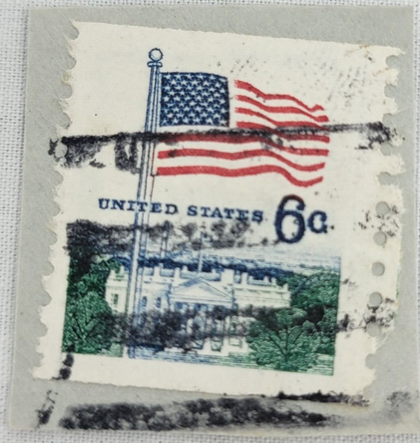 VINTAGE ~ U.S. Postage Stamp ~ White House & American Flag ~ 6¢ Stamp ~ Q19